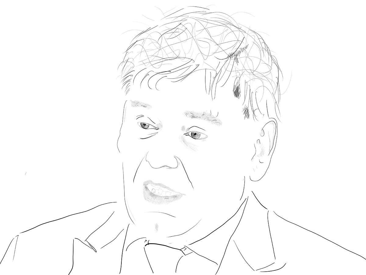 Artikel 2024 05 Zeichnung Abgeordneter Großbritannien wir sind mit russland im Krieg Andrew Bridgen we are at war with Russia