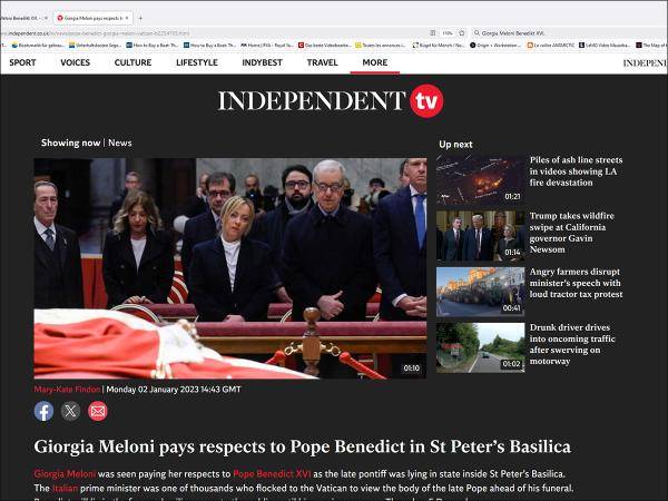 Meloni würdigt das Erbe Benedikt XVI.