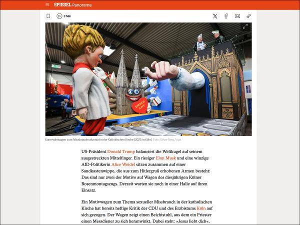 Blasphemischer Kölner Karnevalswagen zum Thema Beichte und Missbrauch im Rosenmontagszug
